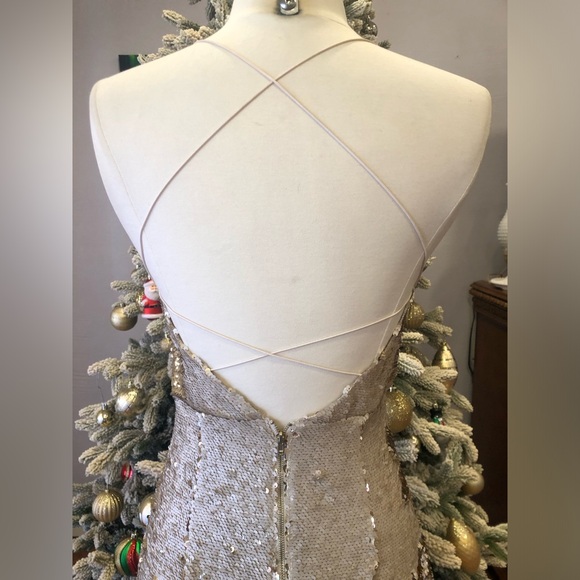ASTR the label gold metallic ivory sequin beaded dress size small - Picture 7 of 9